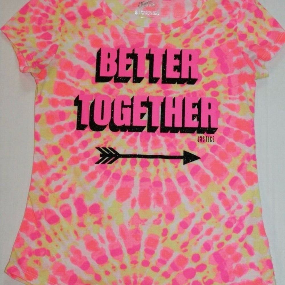 Justice Better Together Pink Tie Dye Tee Shirt Top Girl